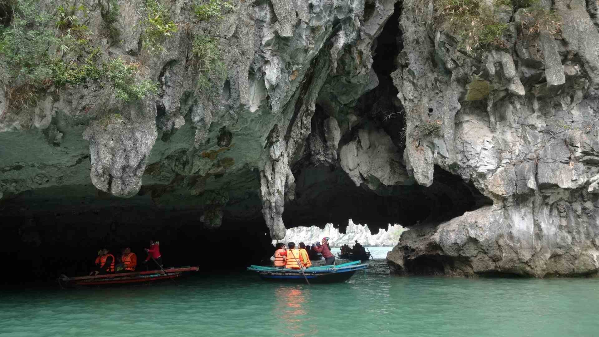 Karst tunnel in Halong Bay, Vietnam