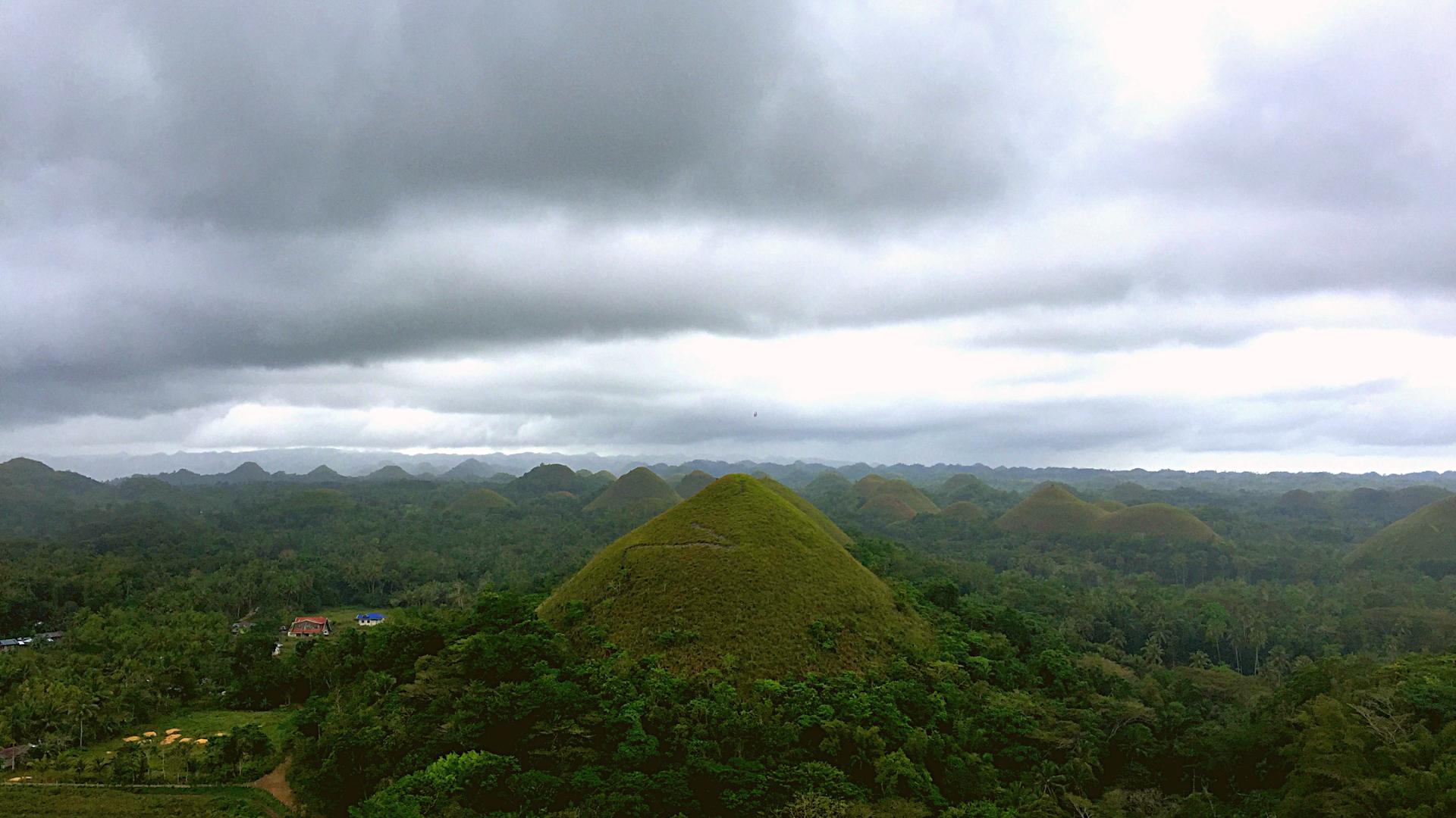 Green conical karst hills of the Chocolate Hills landscape on Bohol Island, Philippines