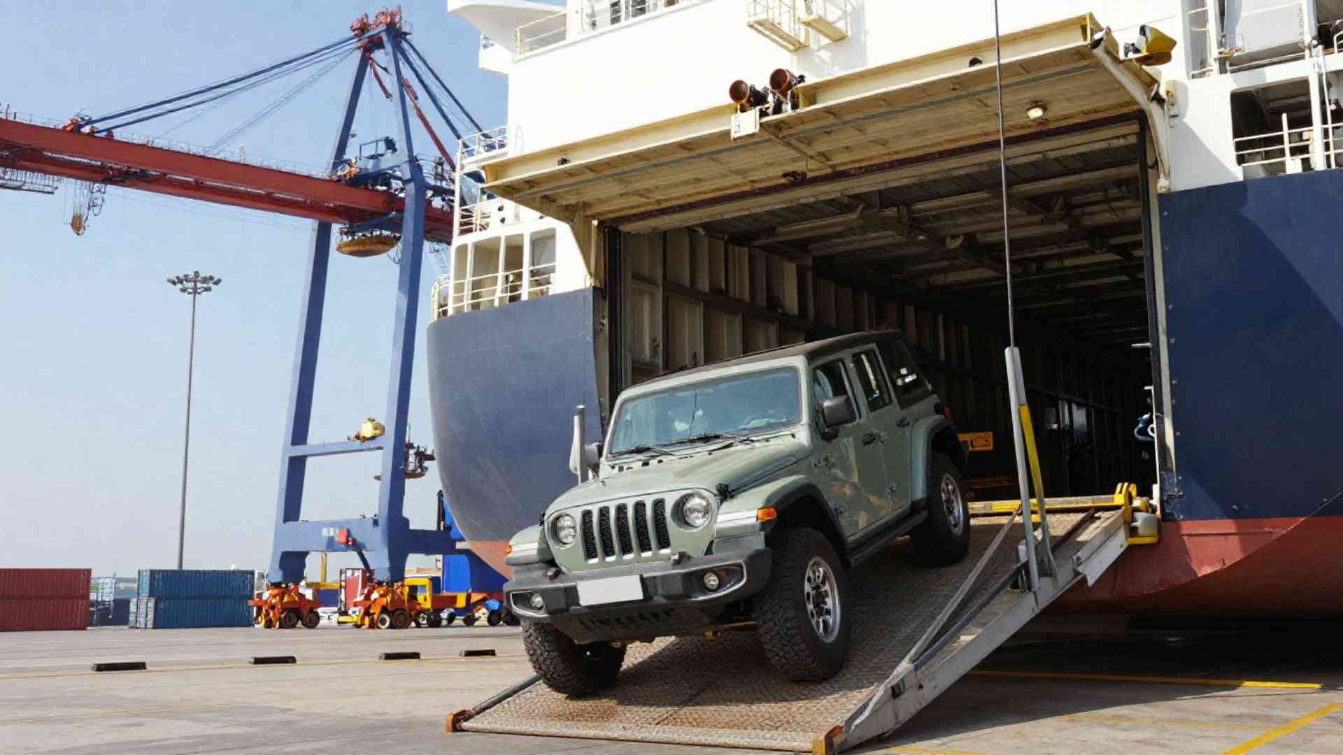 Vehicles can be transported by ship or ferry