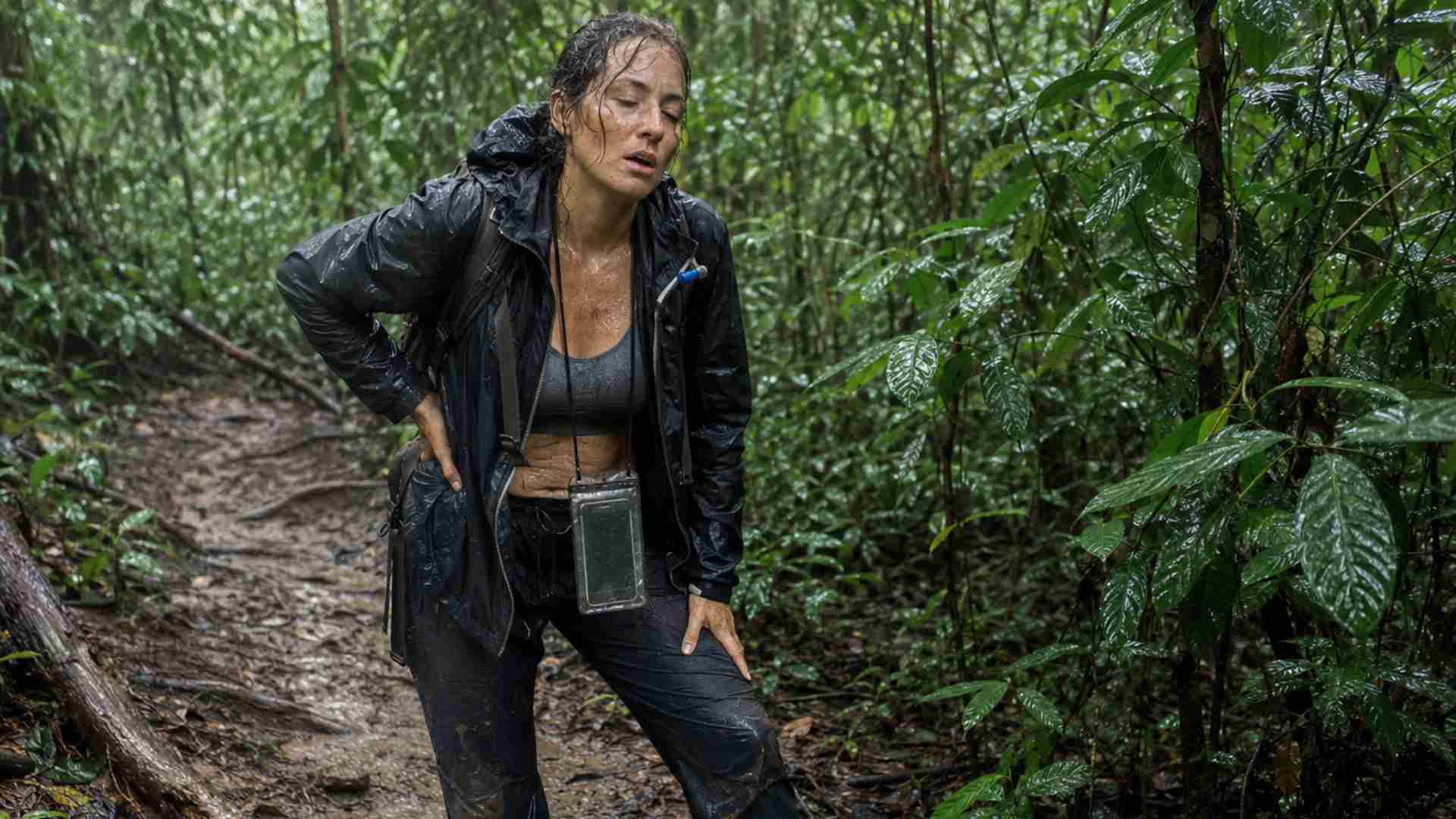 Waterproof layers can block external rain while trapping heat and perspiration during strenuous movement in humid rainforest terrain.