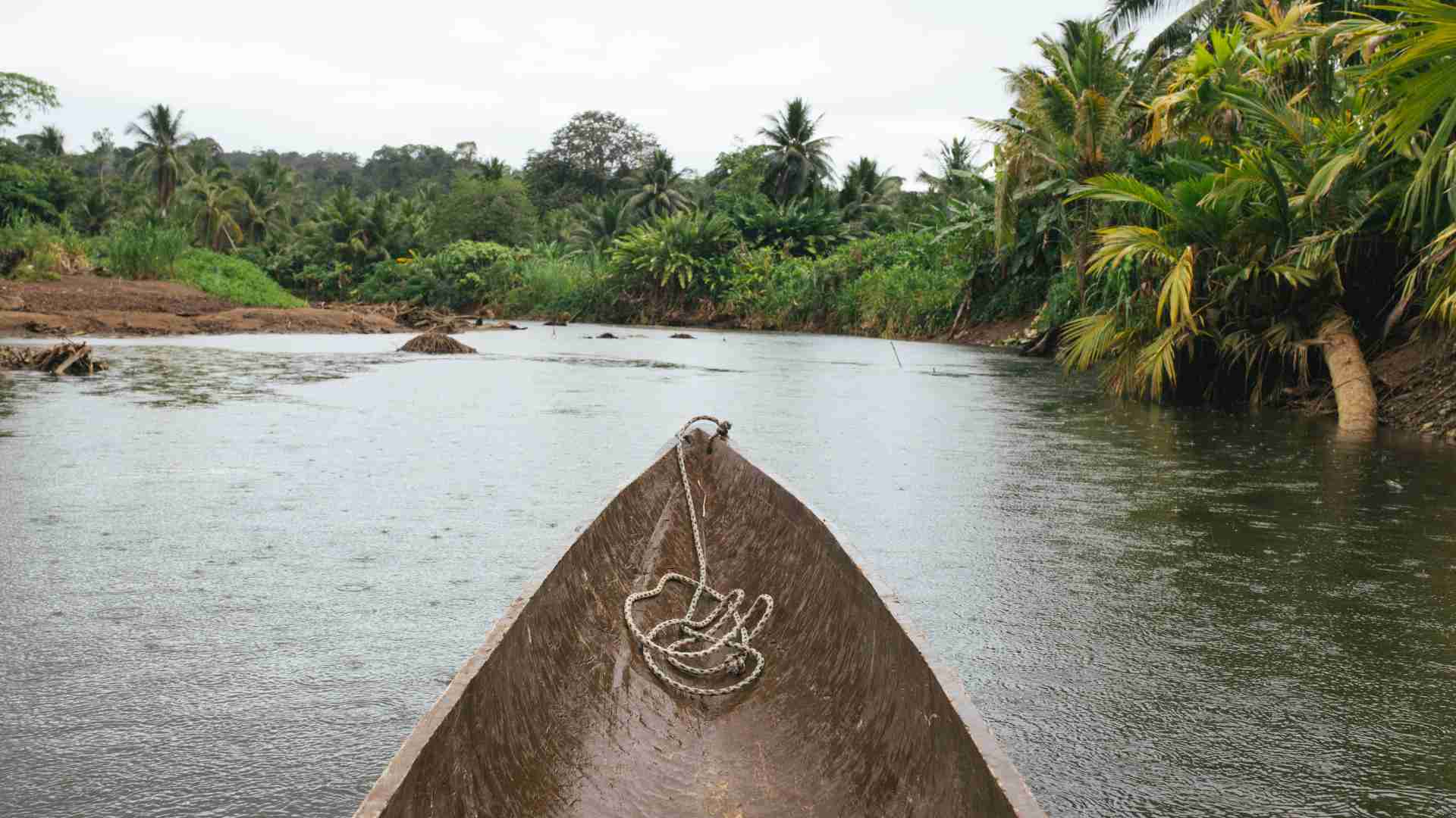 By boat on a river in Colombia